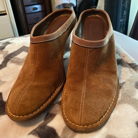 Cole Haan camel colored suede clog wedge heels - Picture 5 of 8